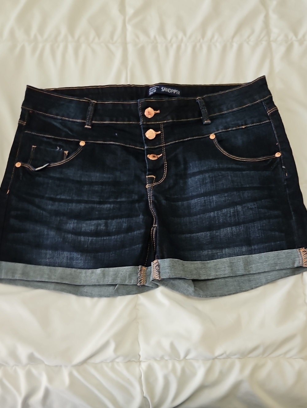 Dark Wash Denim Cuffed Women's Shorts